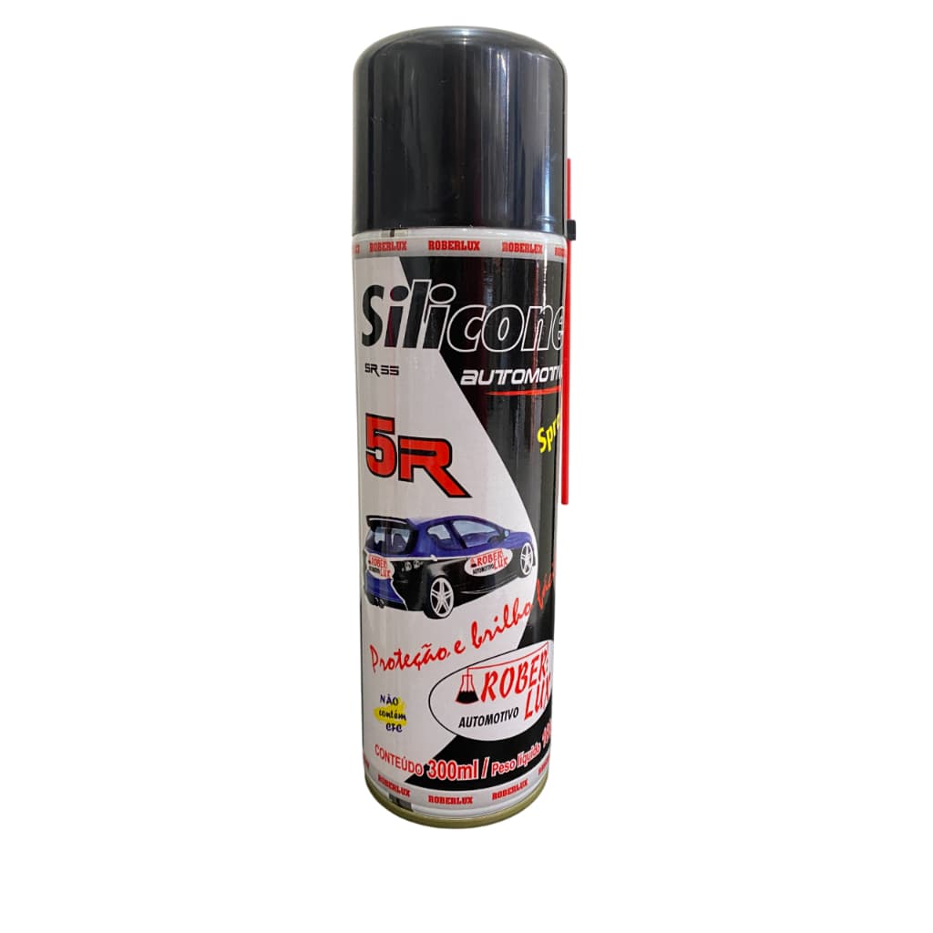 Silicone Automotivo 5R Rober-Lux 300ml – Brilho, Proteção e Renovação para Plásticos, Painéis e Borrachas