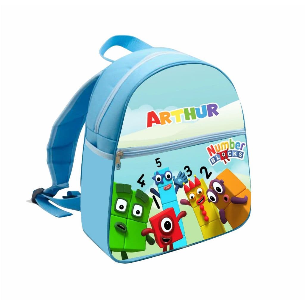 Mochila Numberblocks Azul claro Menino Personalizada com o nome
