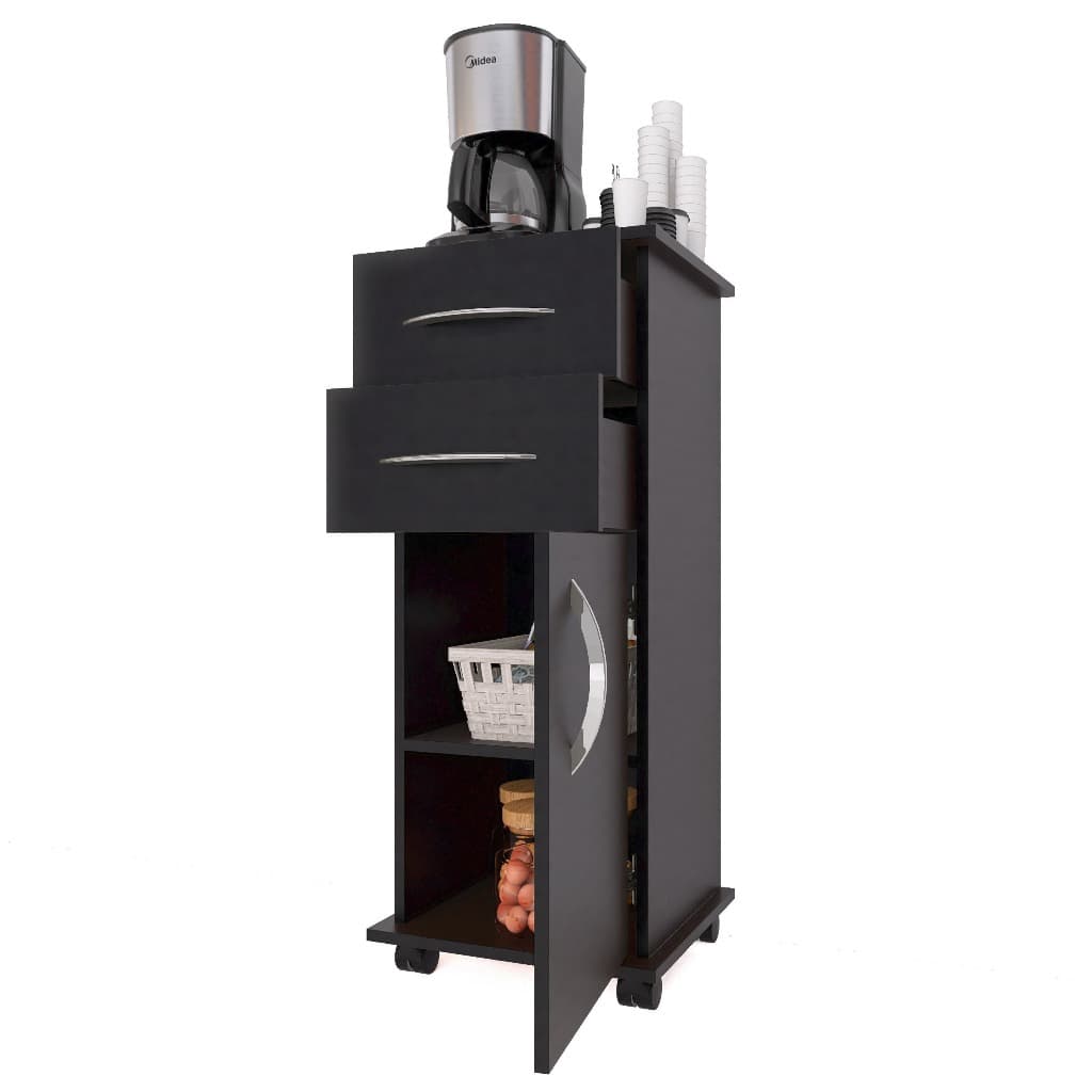 Balcão Multiuso Preto com Gavetas e Prateleiras – Organizador para Casa e Escritório
