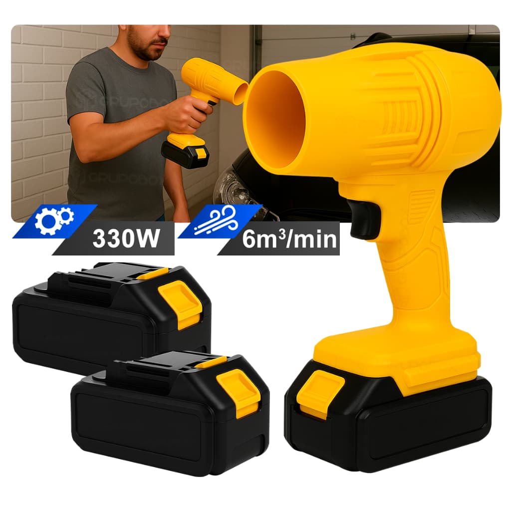 Soprador De Folhas Jardim 330w Portátil Recarregável Com 2 Baterias Turbo