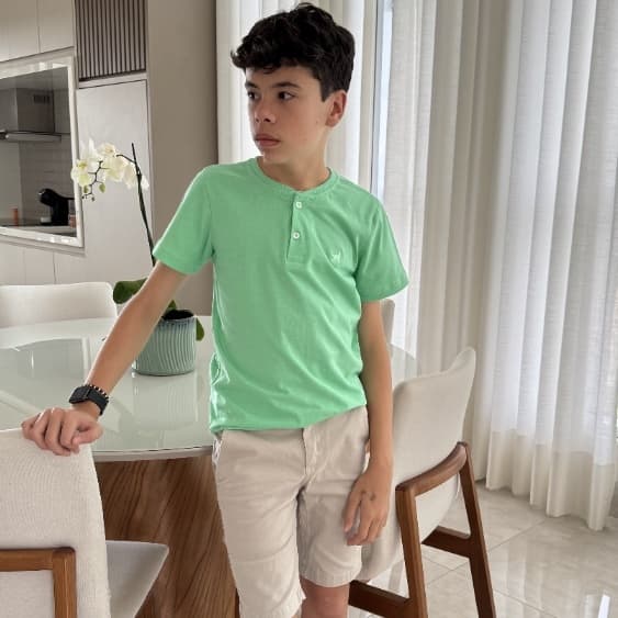 Camisa Gola Padre 100% Algodão | 2 ao 14 | Blusa infantil menino | Camiseta Portuguesa fresca