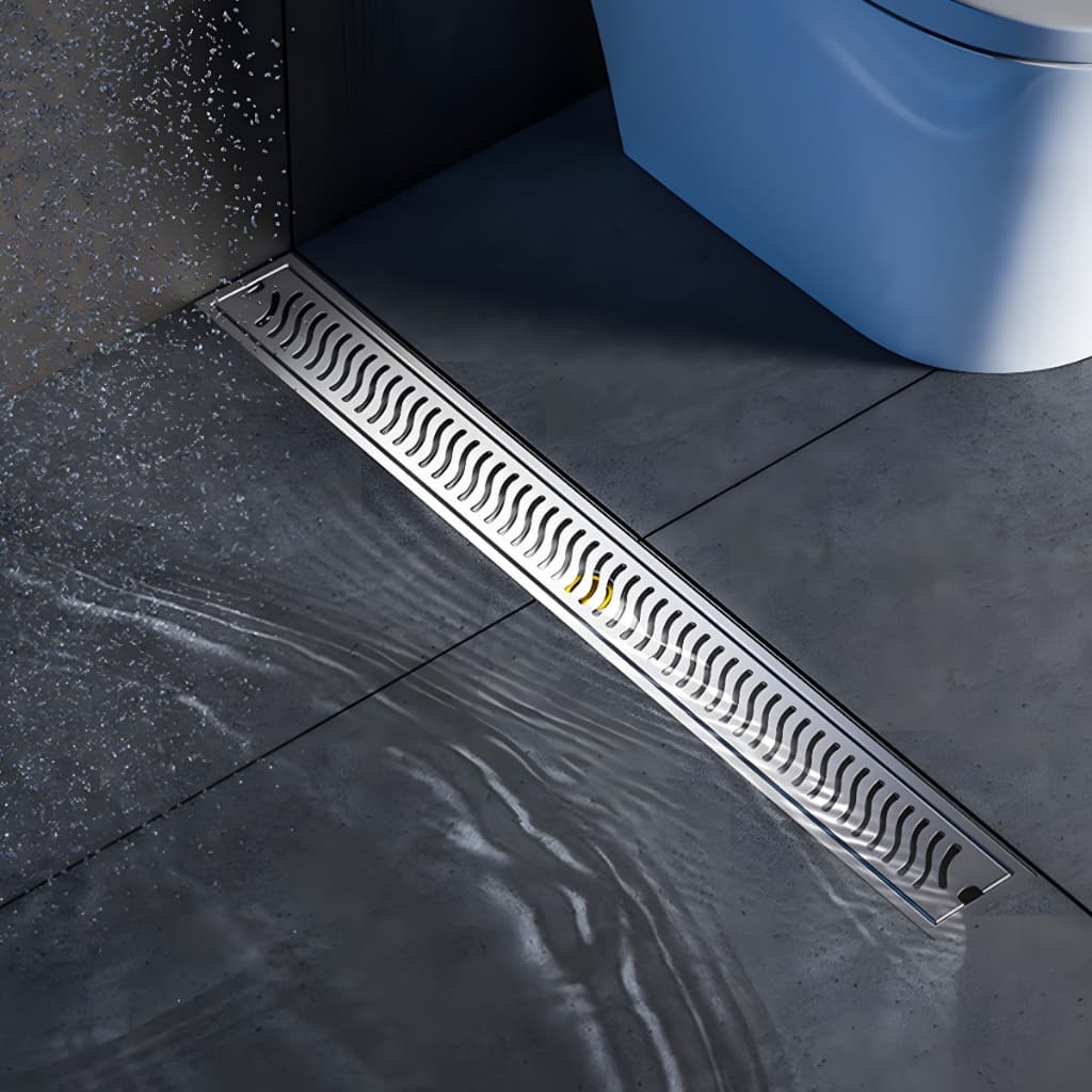 Ralo Linear Oculto Invisível 5x90cm Grelha Inox Caixa Coletora Sifonada Jardim Banheiro Piscina