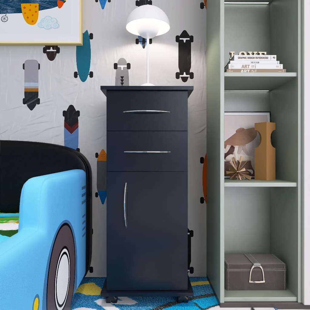Balcão Multiuso Preto Organizador – Móvel de Apoio Moderno para Casa e Escritório