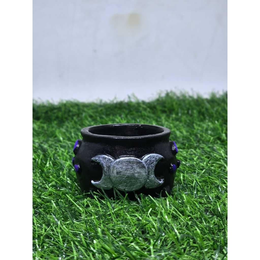 Porta Vela e Incensário Caldeirão de Bruxa Colorido 6.5 cm Resina Esoterismo