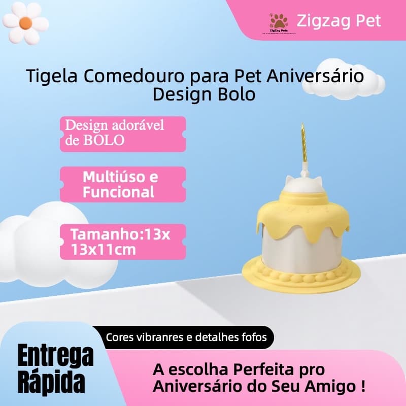 Tigela Bolo para Pet-Multiúso!Prato Antiansiedade + Dispenser de Petiscos Design Fofo