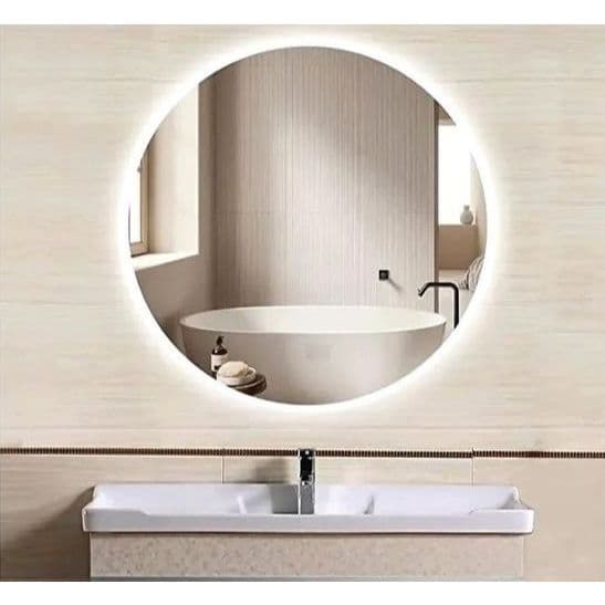 Espelho Redondo Lapidado 60cm Decorativo Sala Quarto e Banheiro + Kit Instalação