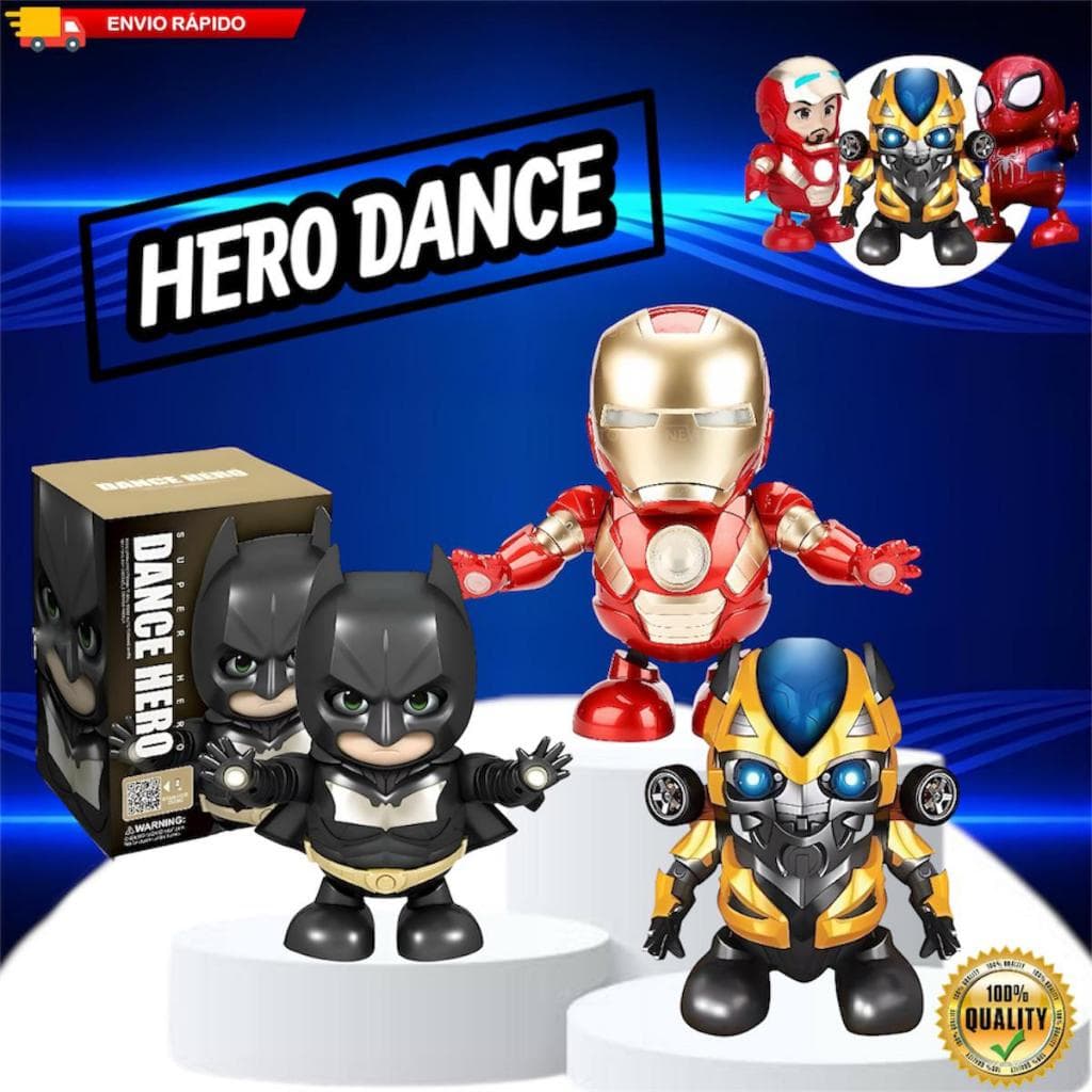 Brinquedo Robô Dançarino Musical Heróis – Hulk, Homem Aranha, Homem de Ferro, Batman
