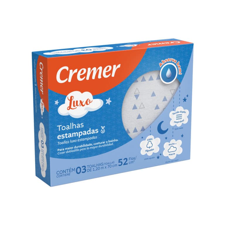 Toalha Luxo Azul Estampada 1,20m x 70cm Cremer