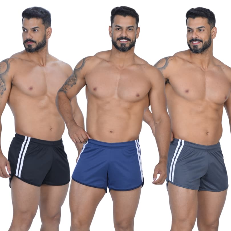 Kit 3 Short Curto Masculino Dry Fitness Bermuda Academia Atividade Física