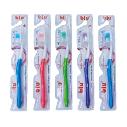 Escova de Dente Média Adulto com Capa Protetora e Limpador de Língua – Kit Econômico 6 a 36 Unidades