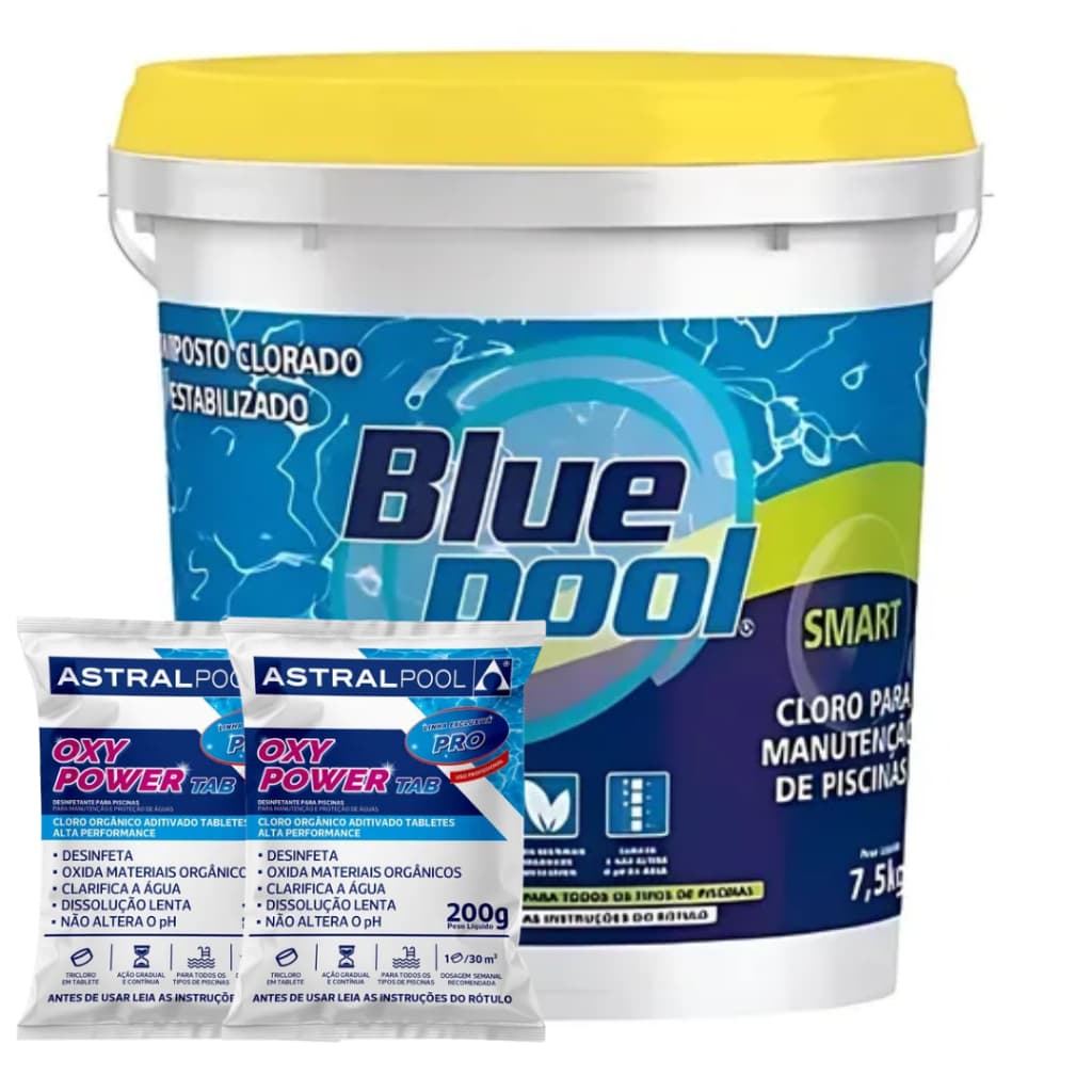 Cloro Para Piscina Smart Bluepool Balde 10 Kg Multiação By Fluidra E ganhe 2 pastilhas