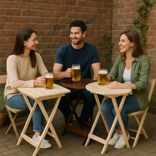 Mesa Dobrável de Madeira Cagema – Praticidade, Resistência e Design em Modelos Quadrado e Redondo