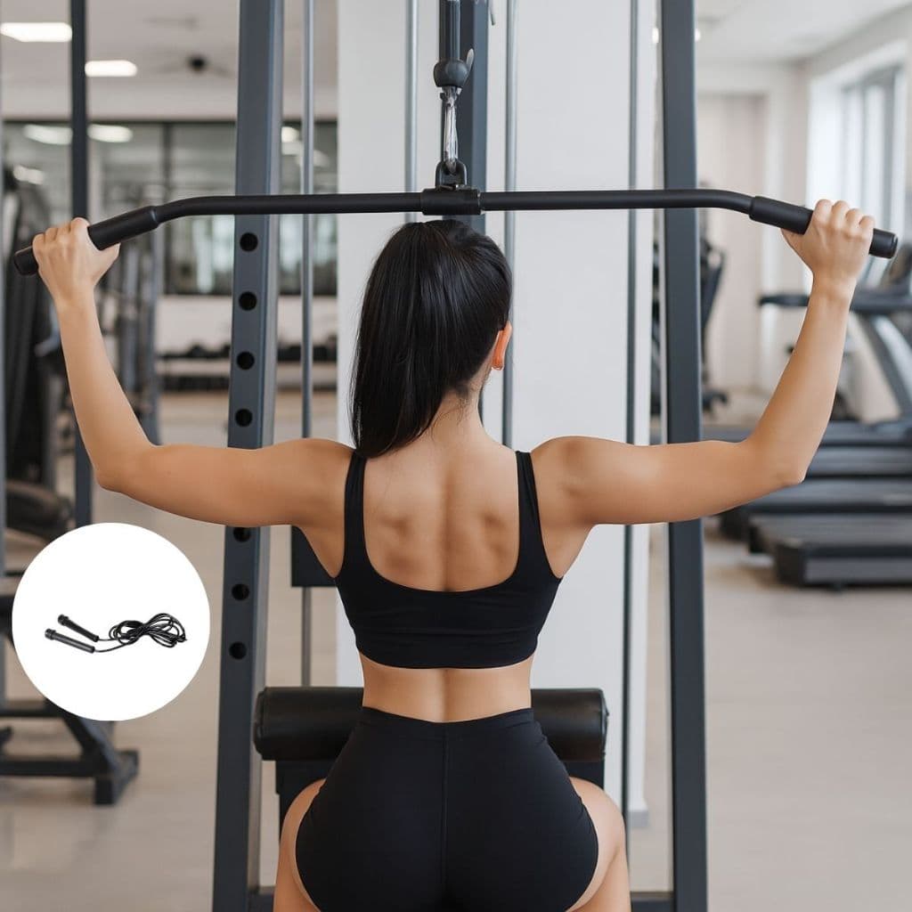 Corda de Pular Fitness Profissional Barra Puxador Costas Pulley 1,20  Profissional Academia Fitness Lançamento