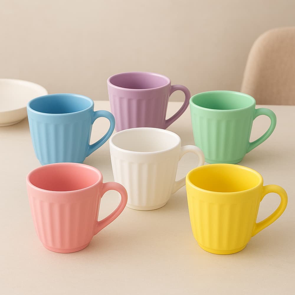 Caneca Canelada Lisa Coloridas 150ml Chá Café Chocolate Quente Presente Porcelana