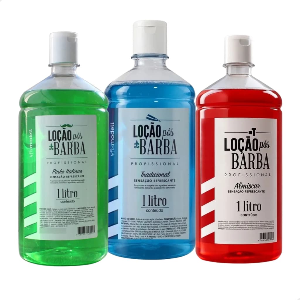 Loção Pós Barba Facial Profissional Pele Macia 1l 3 Unidades