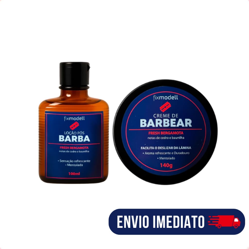 Kit Loção Pós Barba + Creme Barbear para Pele Mentol Refrescante