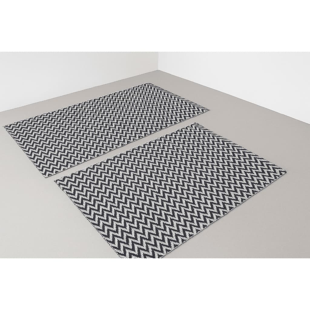 KIT 2 TAPETINHOS 0,45X0,70m 100% ALGODÃO TECIDO ZIG ZAG TAPETE ARTESANAL DECORAÇÃO