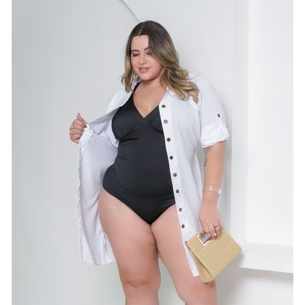 Saida de praia camisão chemise plus size color