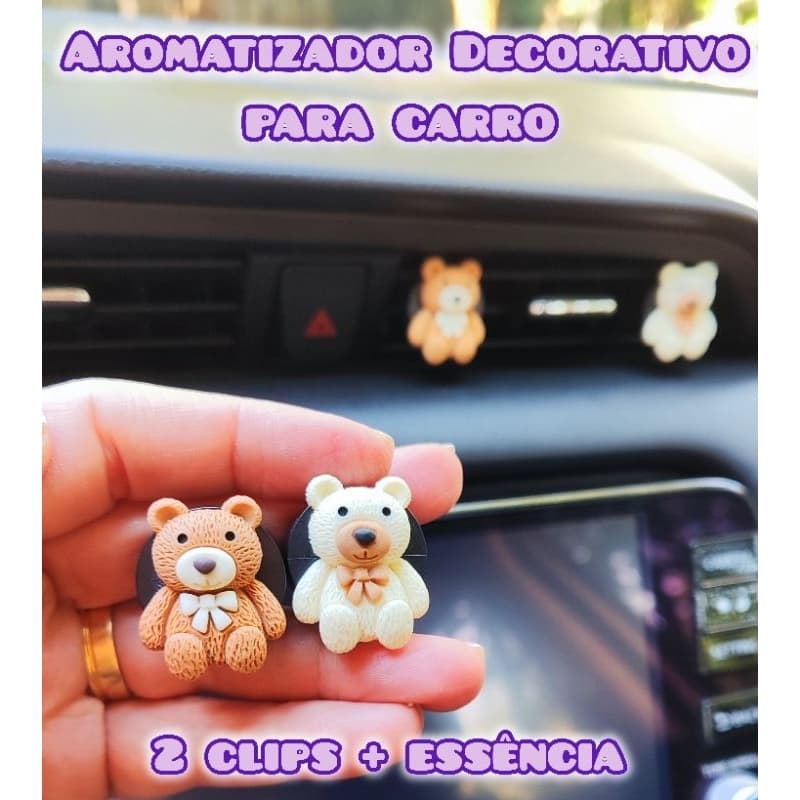 Cheirinho para Carro Aromatizante de Carro Difusor 2 Ursinhos Acompanha Feltros e Essência 10ml