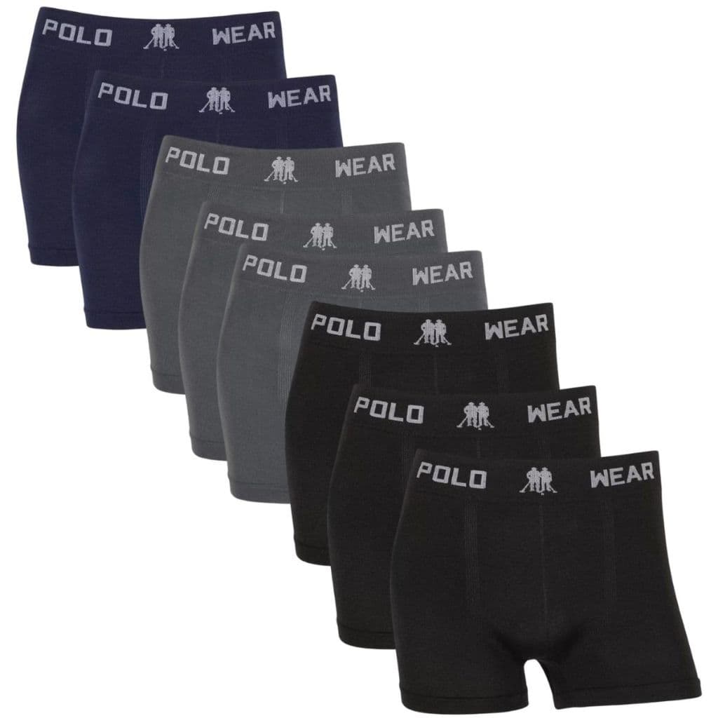 Kit 8 Cueca Boxer Masculina Polo Wear Sem Costura Lisa Original