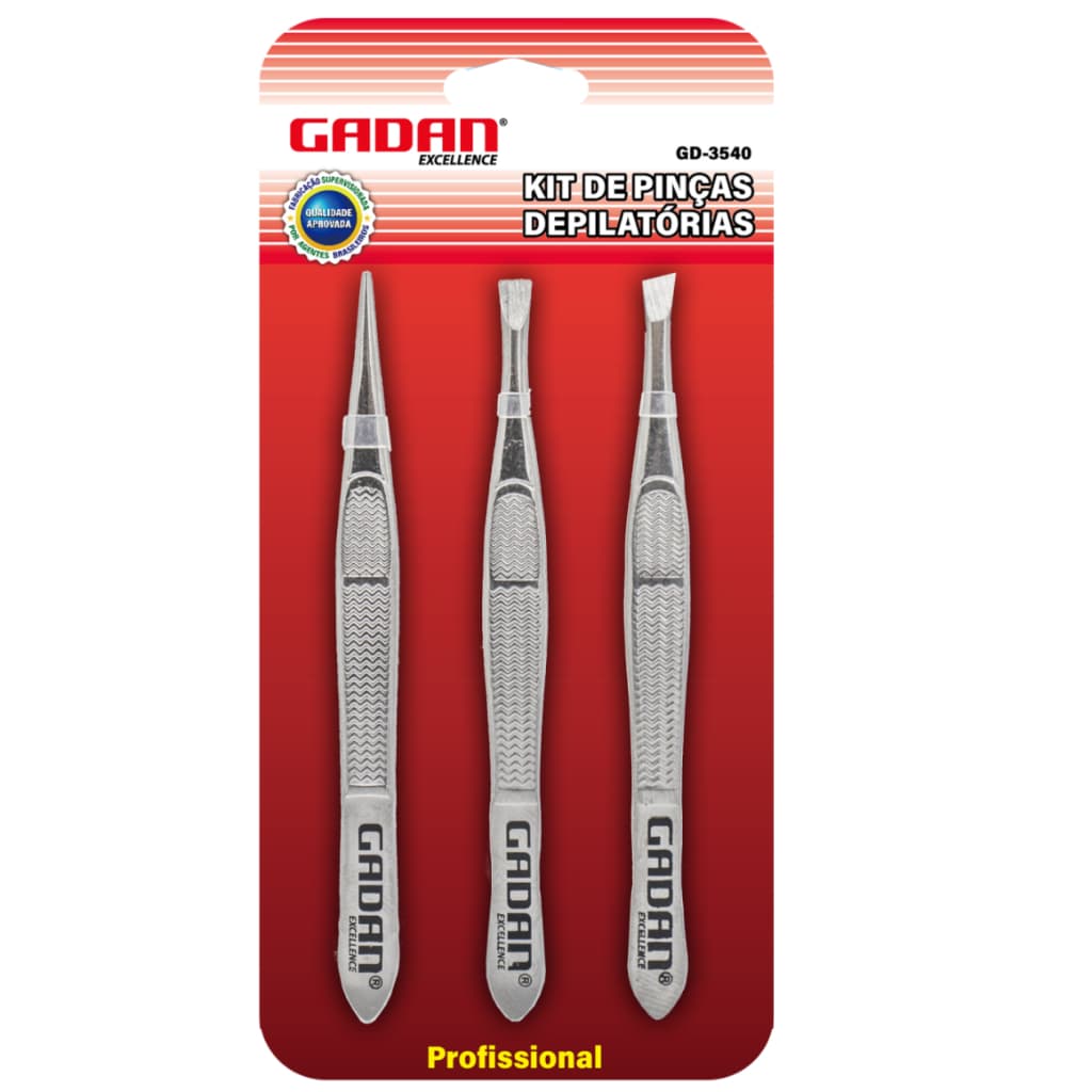 kit 3 Pinças Profissional  Para sobrancelhas