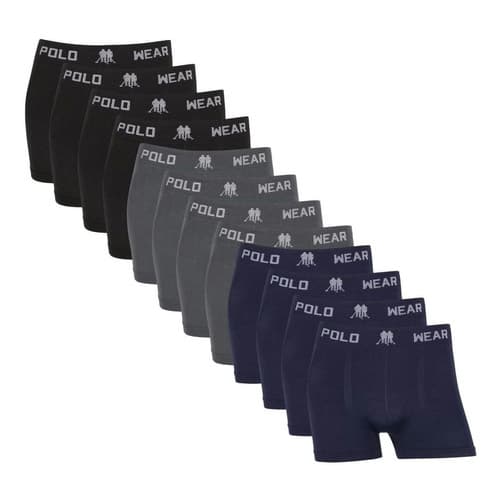 Kit 12 Cueca Boxer Masculina Microfibra Polo Wear Original Seamless