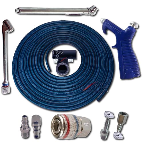 Kit Mangueira 10m De Ar P/ Compressor Tufão c/ Bico de Encher Pneu e Calibrador e Bico de Sopro