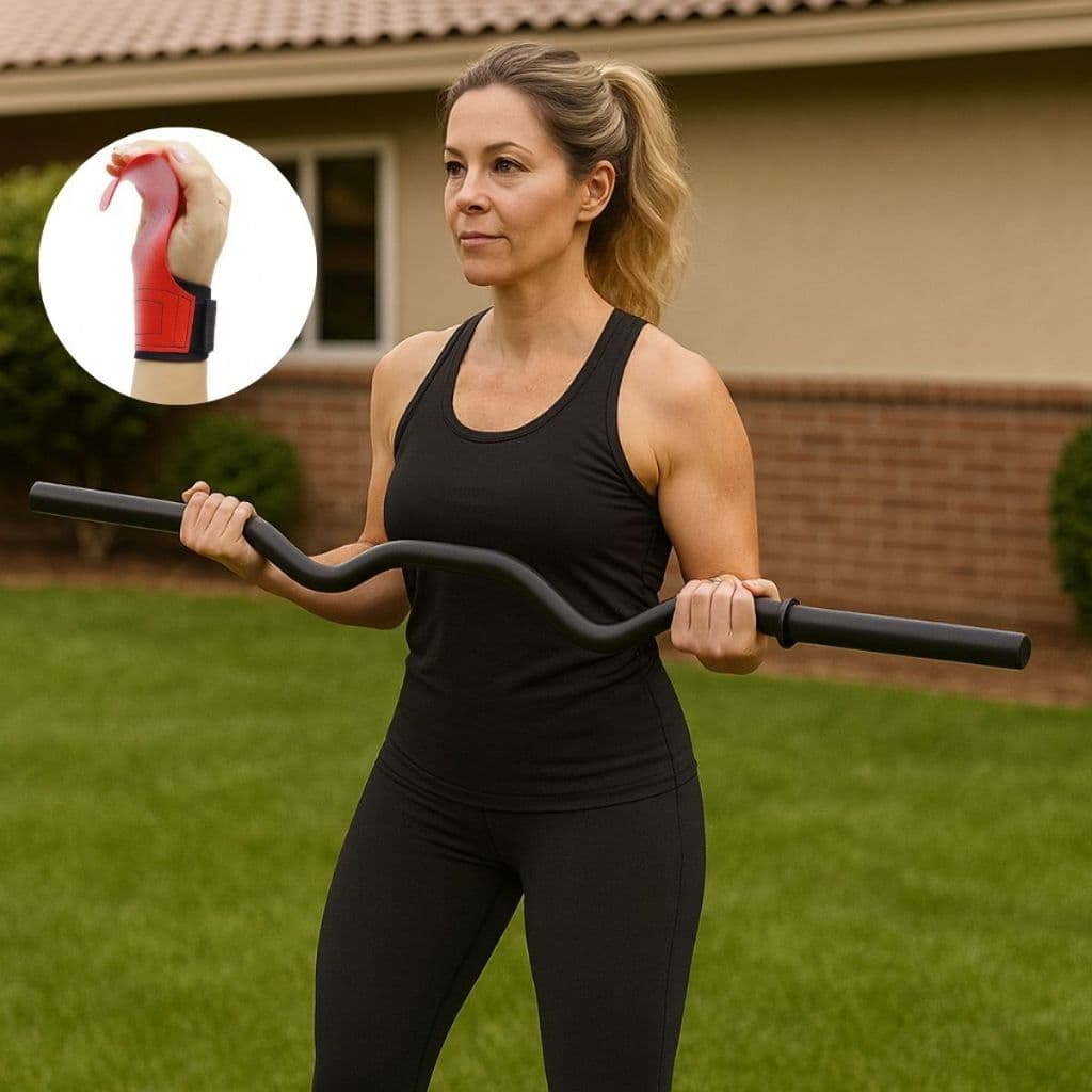Barra W Oca 120cm + Presilhas Academia Musculação Treino Hand Grip Para Crossfit Luva Crossfit - Luva Palmar