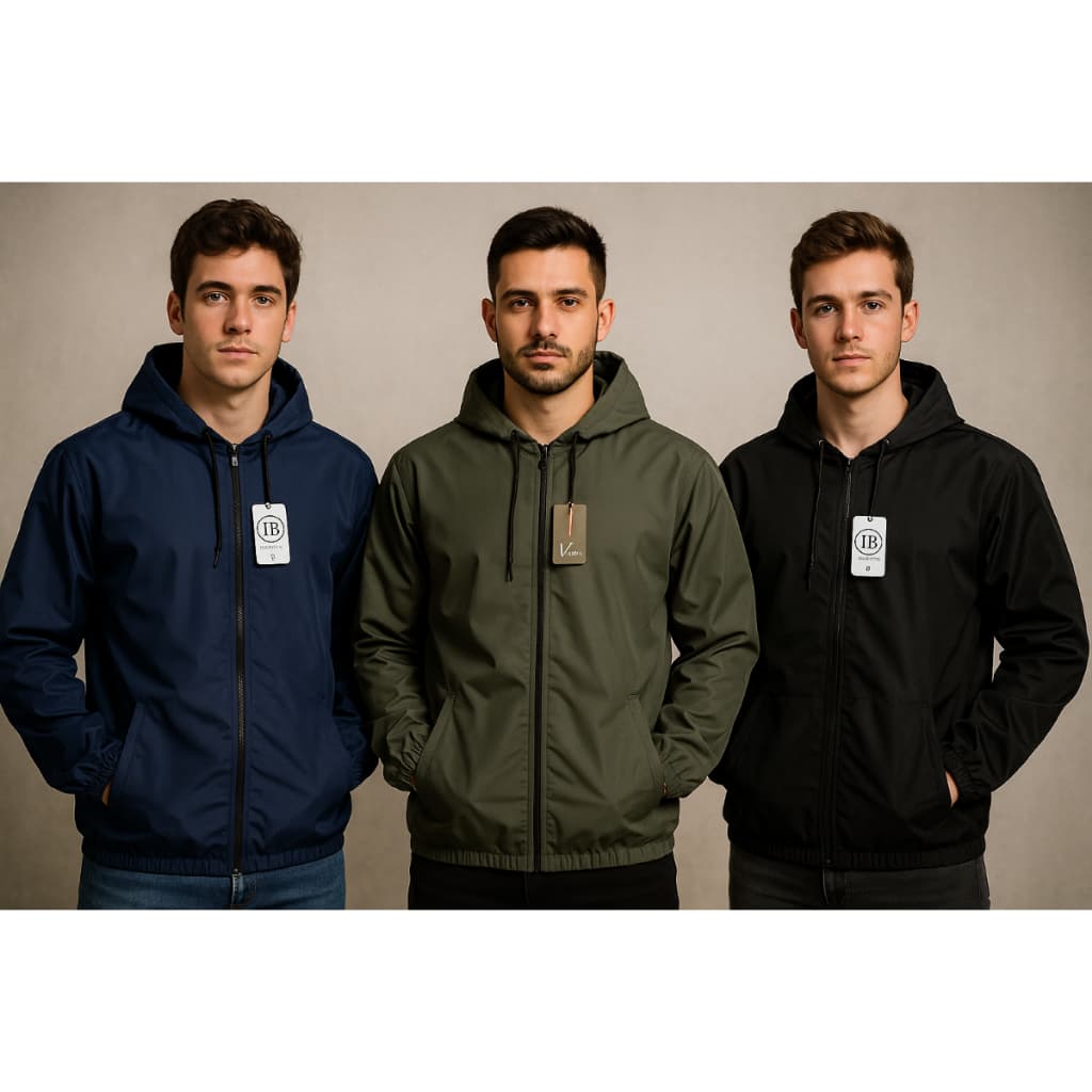 BLUSA DE FRIO CORTA VENTO MASCULINO - AZUL, CINZA E PRETO