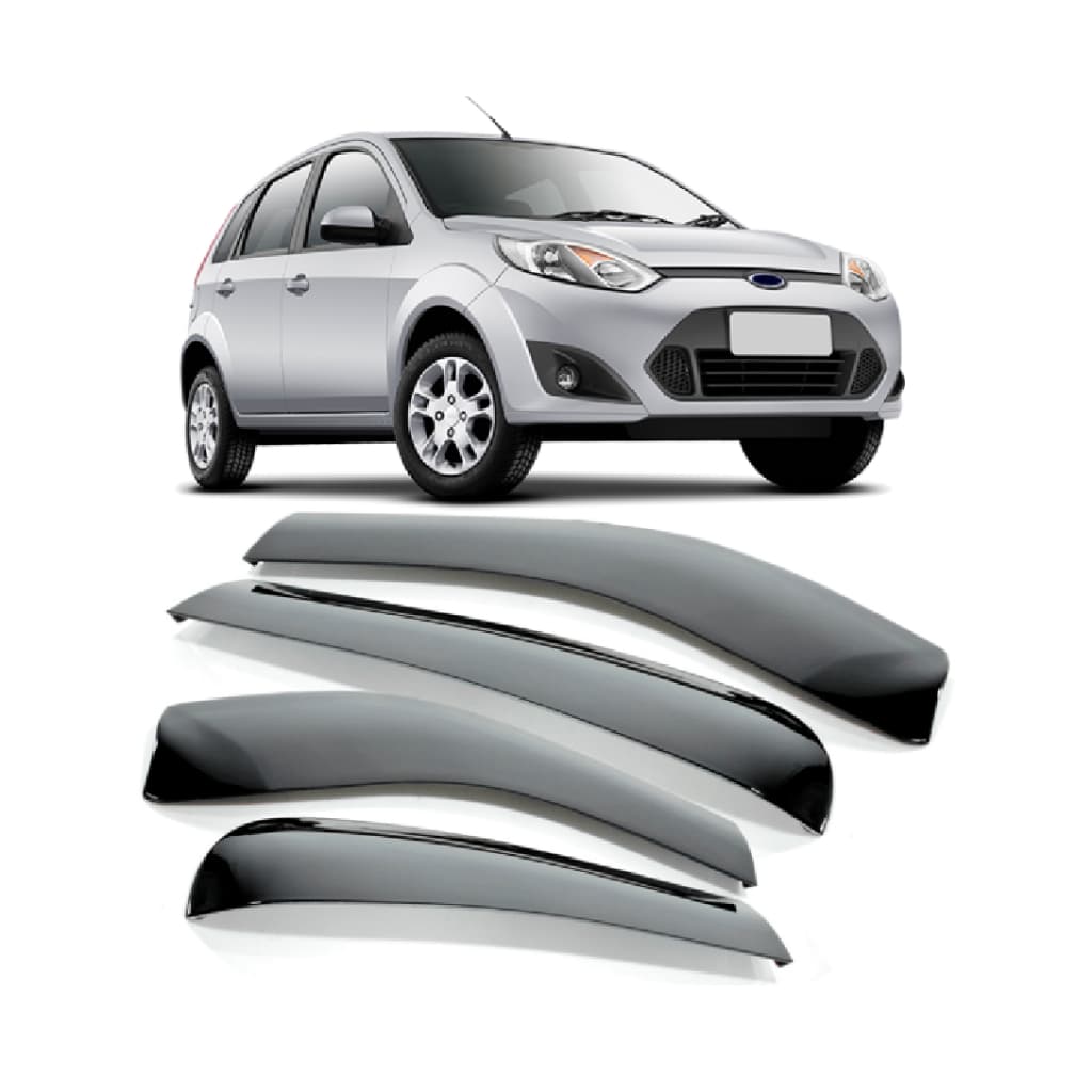 Kit Jogo Calha Defletor Chuva Ford Fiesta 2003 2004 2005 2006 2007 2008 2009 2010 Zetec Rocam Class