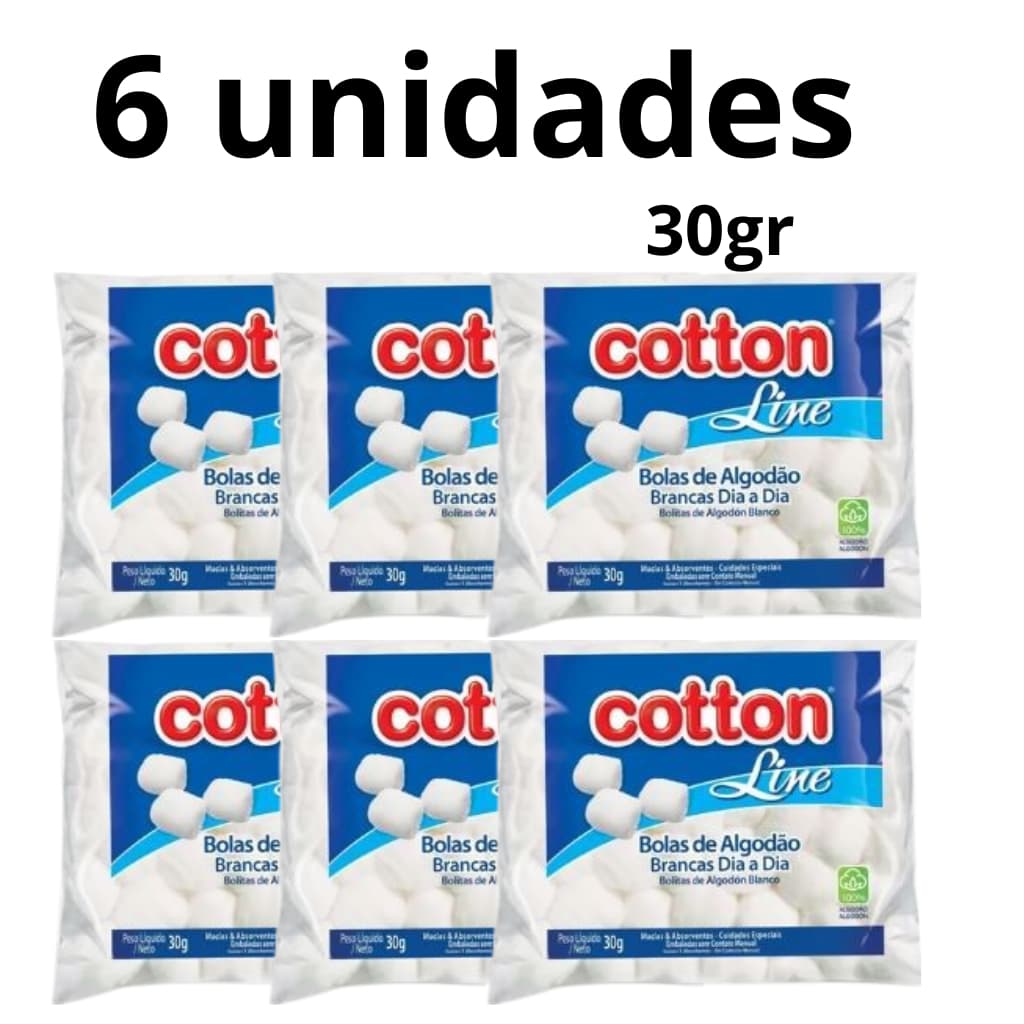 Algodão Bola Branca Cotton Line 30g - Kit Com 3 Pacotes