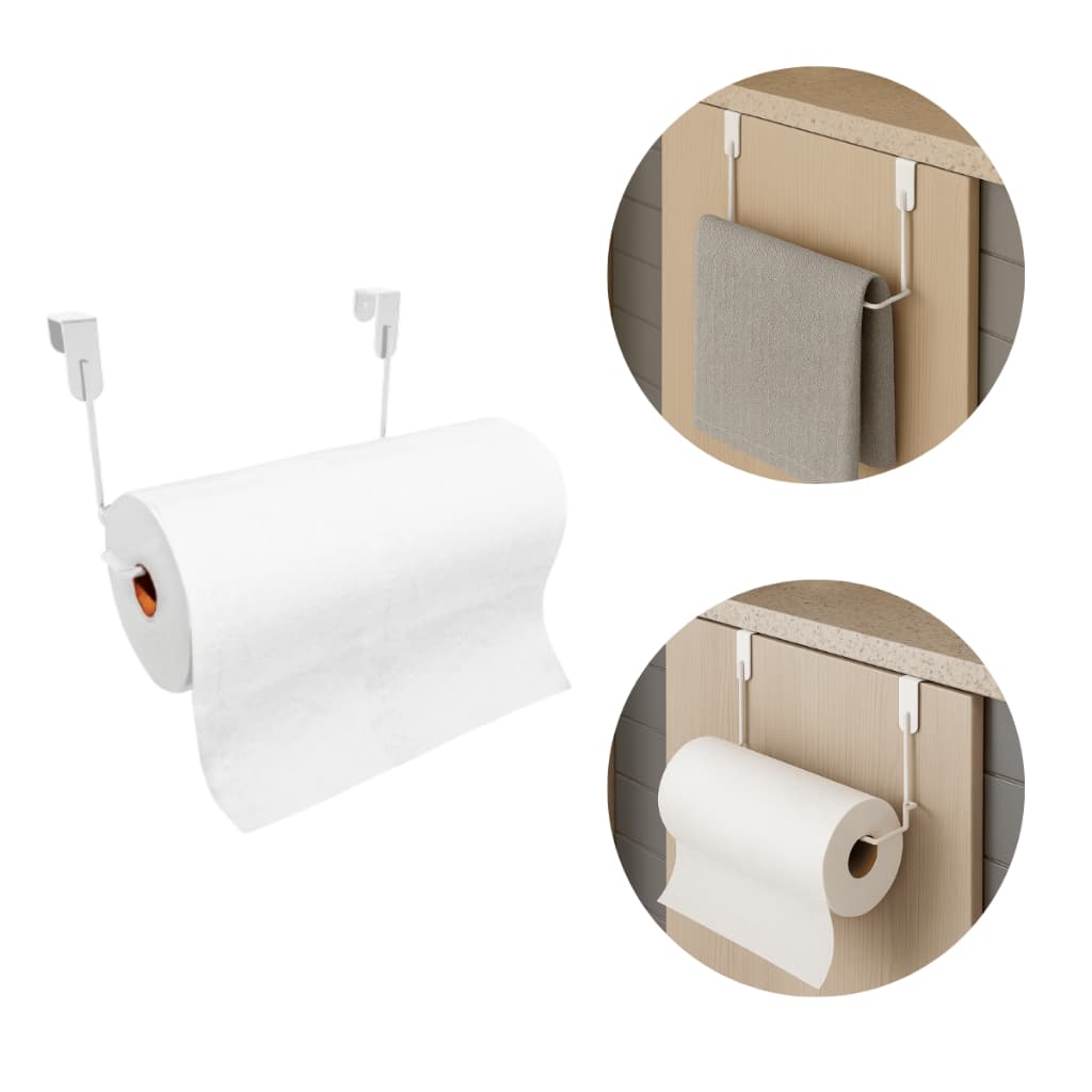 Suporte de Porta para Papel Toalha Organizador Suspenso Pano de Prato Armário Cozinha Aramado