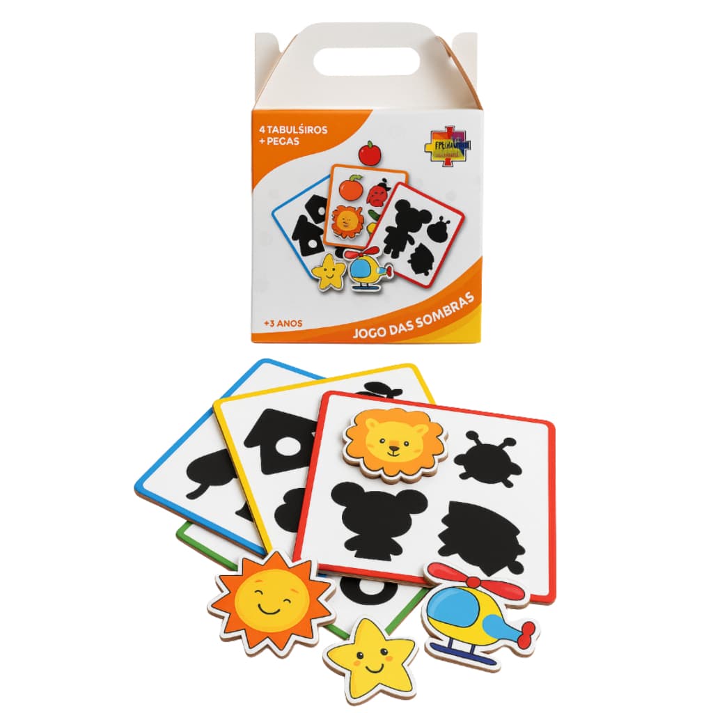 Kit 4 Tabuleiros Jogo Das Sombras Brinquedo Educativo Montessori 20 Peças Velcro Brinqui Lu