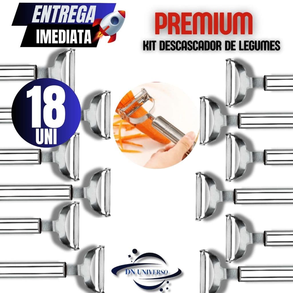 Kit Conjunto 18 Descascador Inox Inoxidável Para Legumes Frutas Dupla Lâmina Inox Fatiador Variáveis