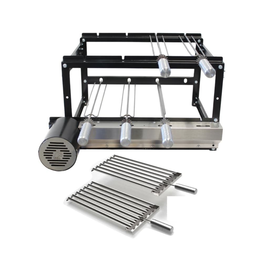 Churrasqueira Giratória Grill Tradicional Black Com 4 Espetos + 2 Grelhas Argentinas 100% Inox