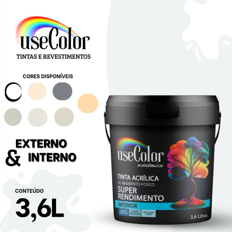 Tinta Acrílica 3,6L Econômica Antimofo Fácil Aplicação Secagem Rápida