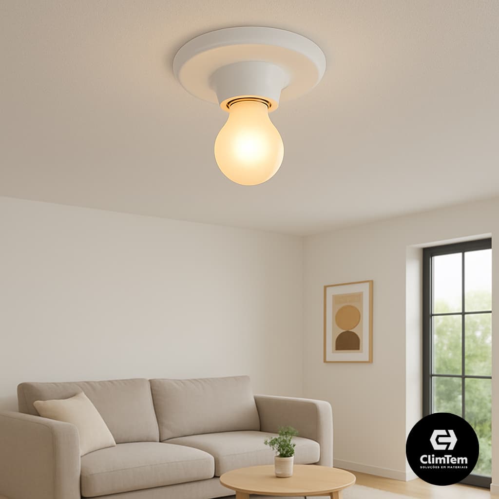Bucal Para Lâmpada Plafon Porcelana Moderno Branco