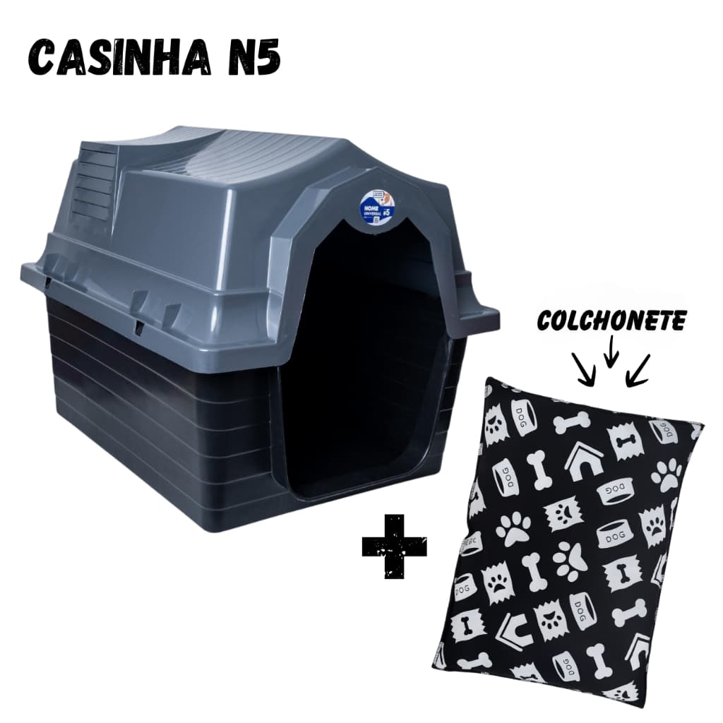 Casinha Para Cachorro N5  + Colchonete Médio E Grande Porte