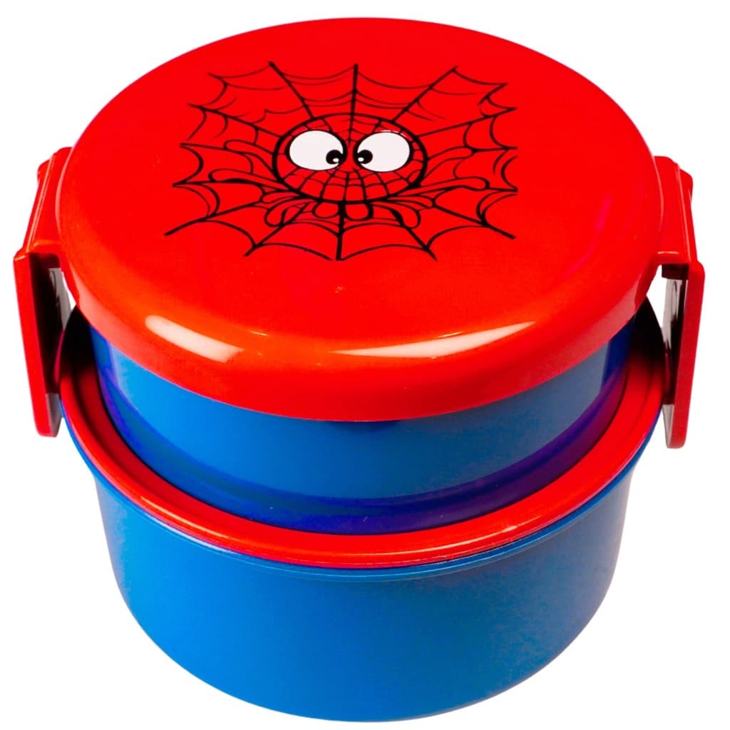 Marmita Infantil Dupla Aranha + Garfinho | Livre BPA | 2 Potes 340ml e 280ml Empilháveis QUEEN SHOP