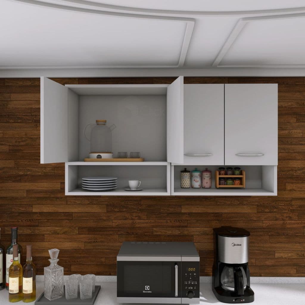 Armário Suspenso 4 Portas – Branco – Ideal para Cozinha Planejada e Lavanderia