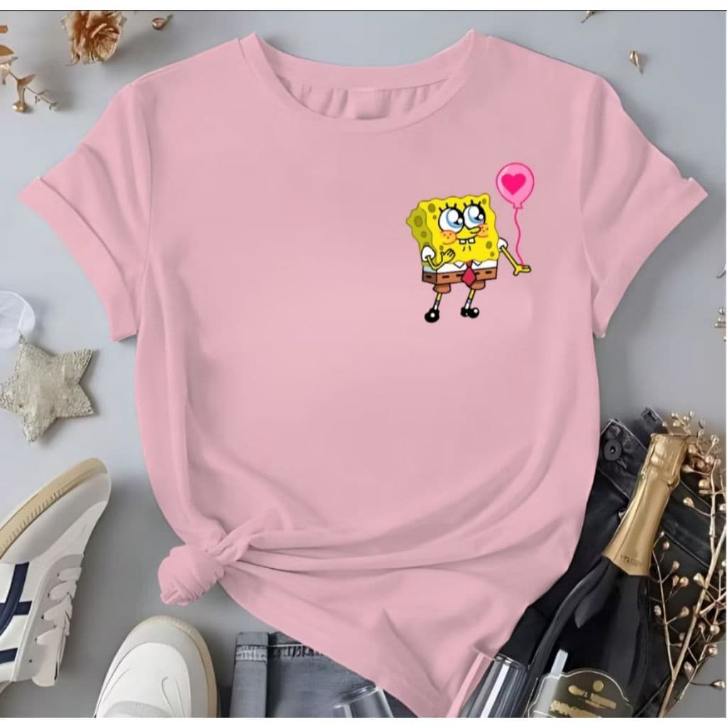 Camiseta Femenina Desenho Bob Esponja Blusa 100%Algodão Lançamento