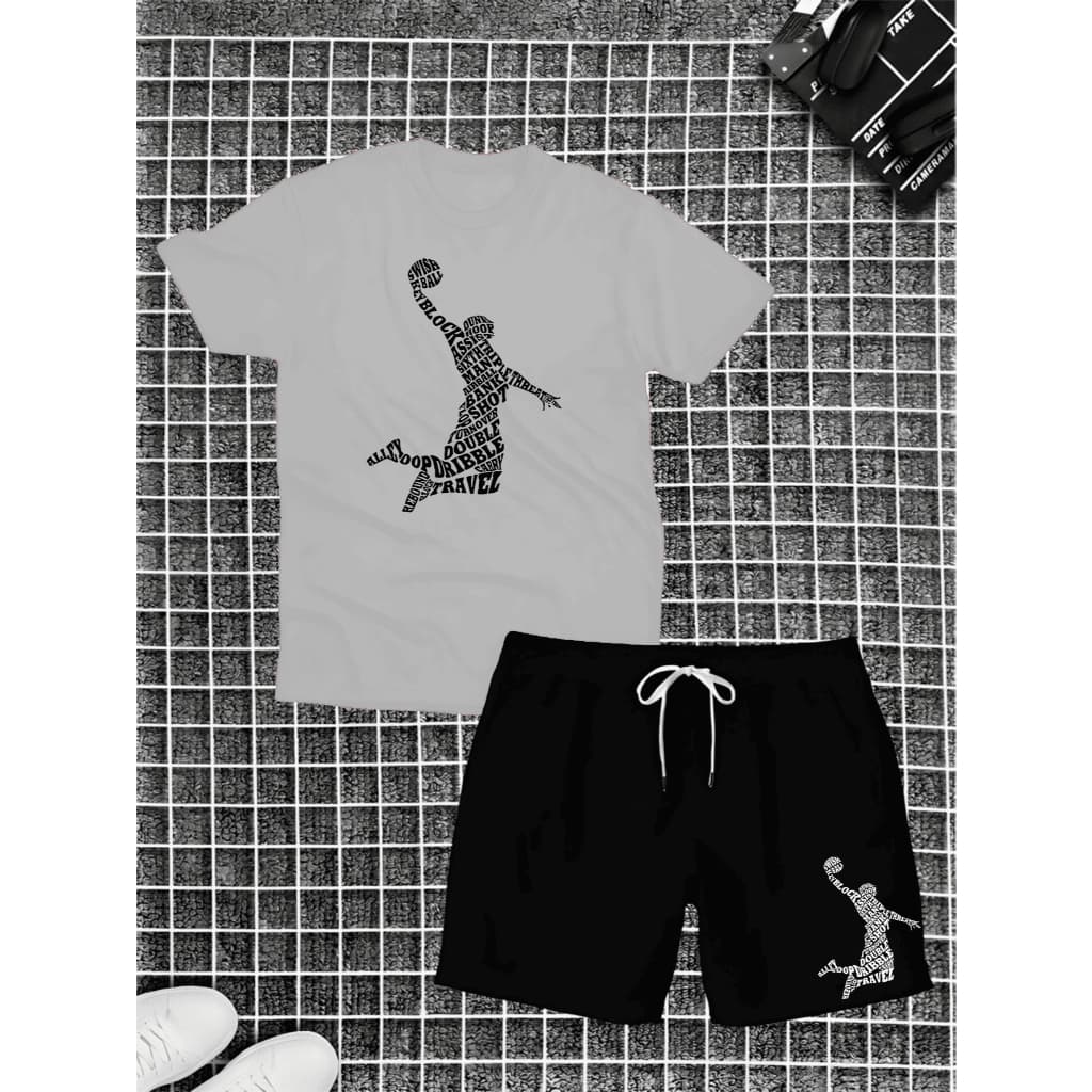 Kit Camisa + Short Tactel Masculino Basquete Frase Treino Academia Corrida