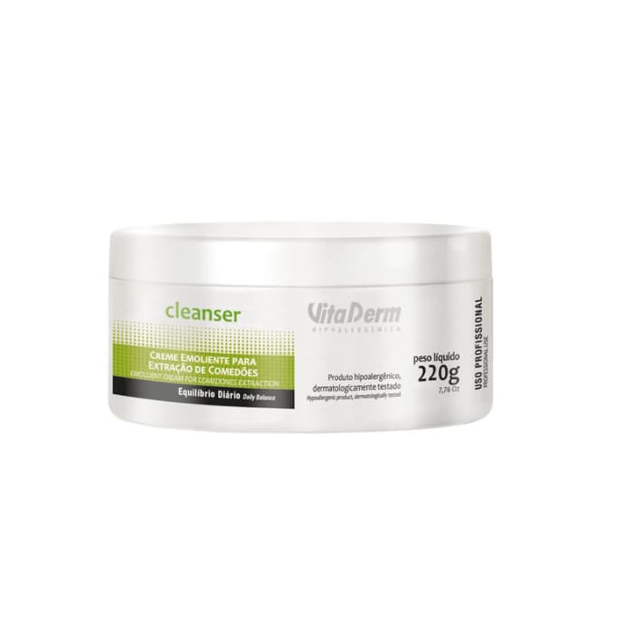 Creme Emoliente para Extração de Comedões 220g Vita Derm – Facilita Limpeza e Prepara a Pele