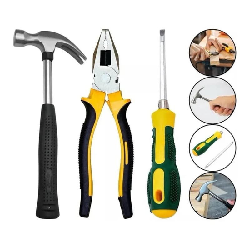 Kit de Ferramentas para Reparos – Chave Philips, Chave de Fenda, Martelo e Alicate