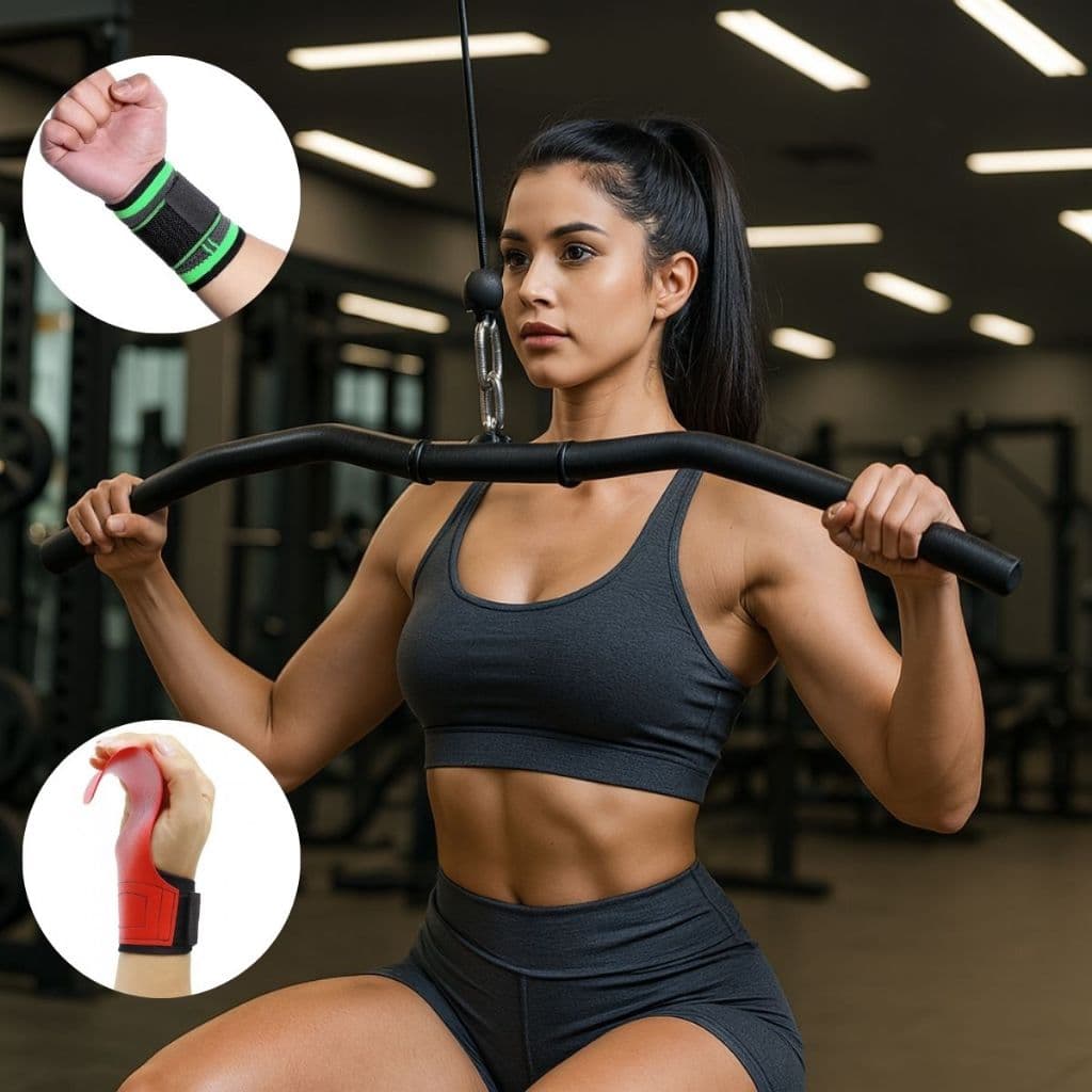 Puxador Curvado com Giro Musculação Munhequiera Protetor De Punho Profissional Hand Grip Para Crossfit Academia