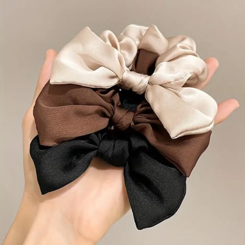 3 pcs Scrunchies xuxinha laço de cabelo elegante