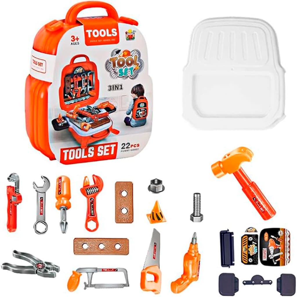 Kit Maleta de Ferramentas Infantil 22 Peças – Bancadinha Educativa para Meninos e Meninas