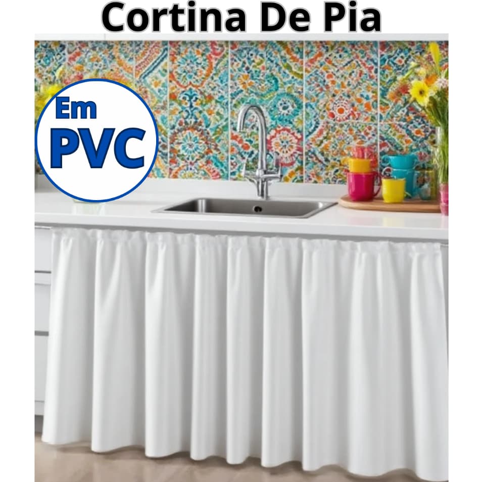 Cortina Impermeável Para Pia de Cozinha PVC Tamanho 138cm x 80cm Duração Prolongada Decoração Para Uso Diário