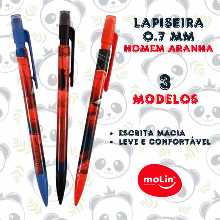 Lapiseira 0.7 Homem Aranha Marvel 3 modelos | MOLIN