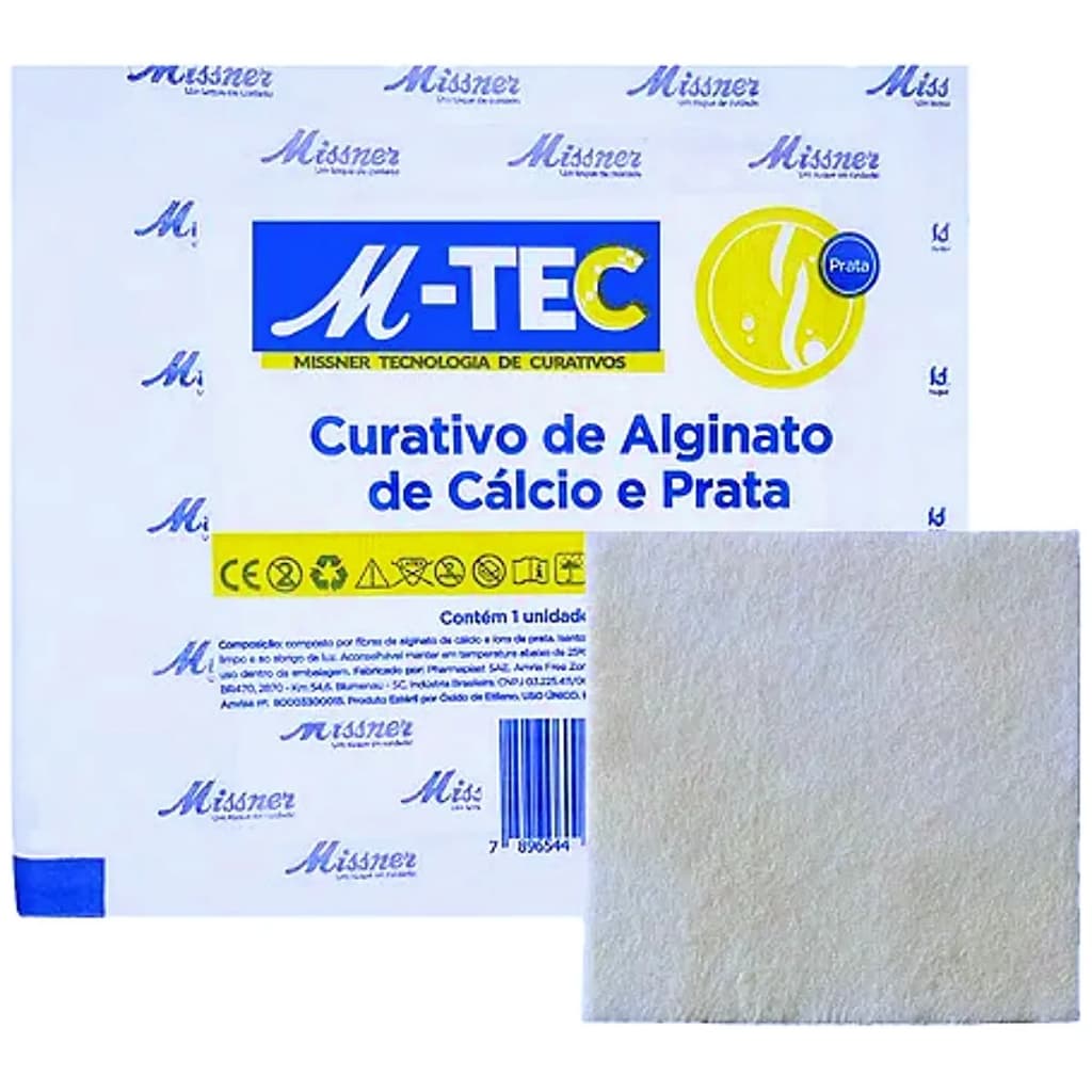 Curativo Alginato Cálcio E Prata 10x10cm 1 Unid - Missner